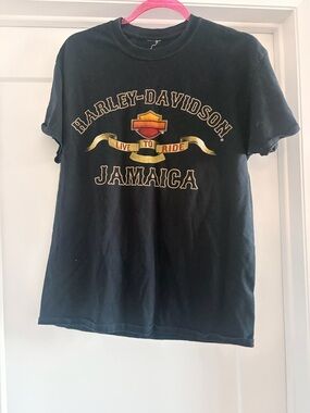 Harley-Davidson Black Tee with Gold and Red Logo